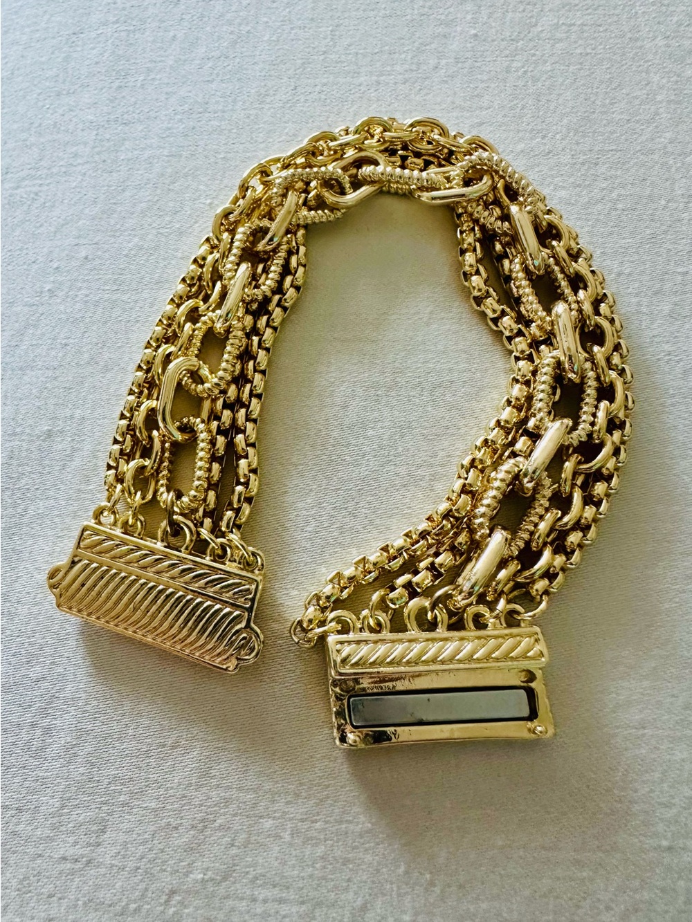 Gold Multi-Row Chain Statement Bracelet